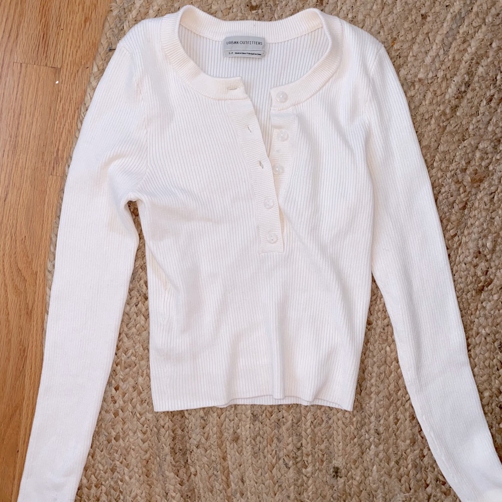 UO Ryan Ribbed Henley top - petite